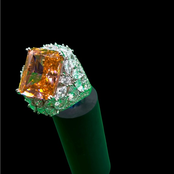 Large Morganite 925 Sterling Silver Cocktail Ring Size 7 - Picture 10 of 12